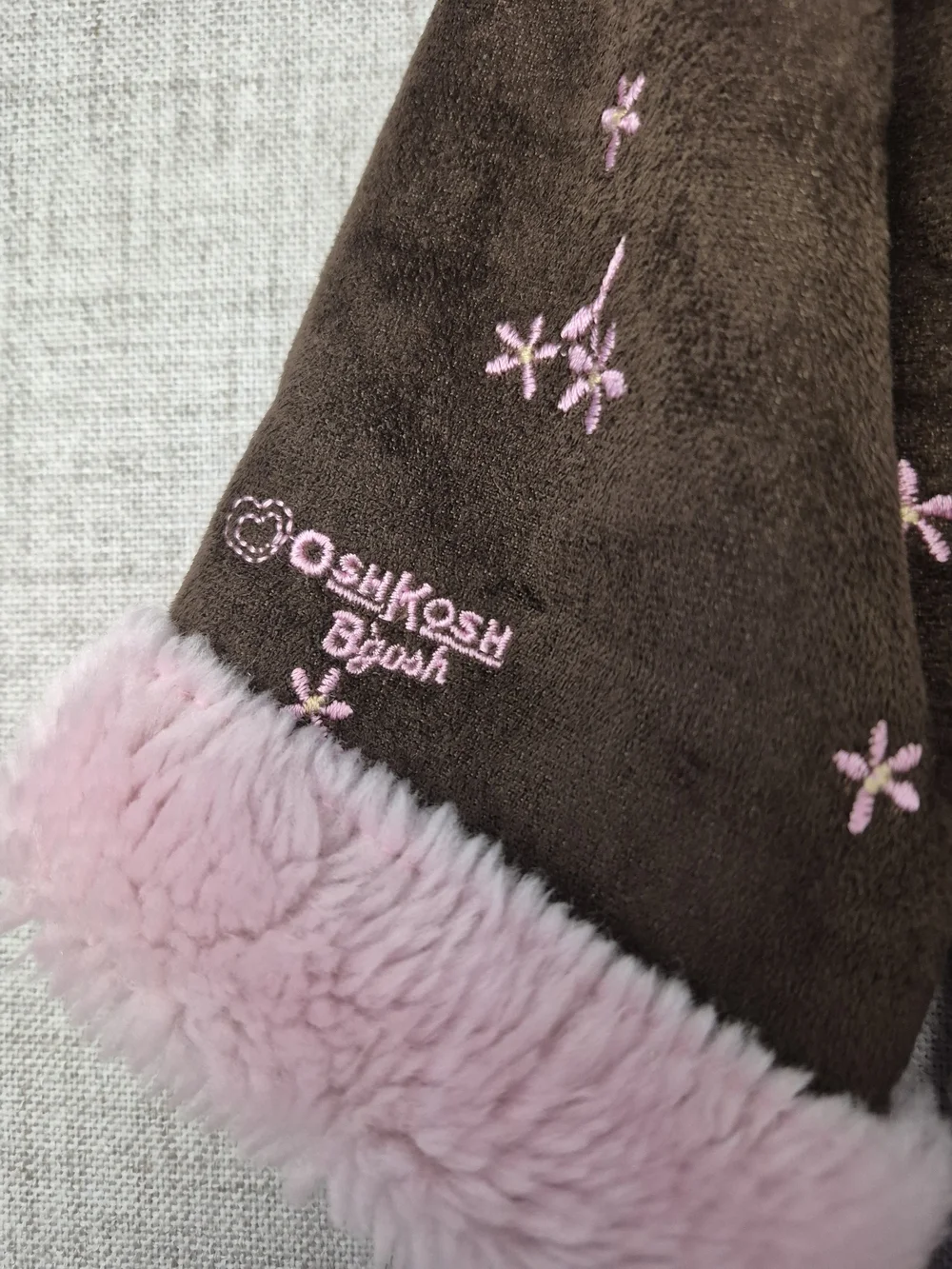 Vintage 90s OshKosh B’gosh Baby Girl Faux Shearling Floral Embroidered Coat 18M